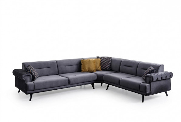 Exclusieve grijze hoekbank L-vorm designbank Moderne woonkamer bank