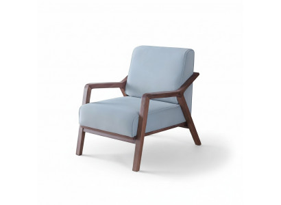 Blauwe exclusieve fauteuil woonkamer armleunstoel éénzitter houten frame nieuw