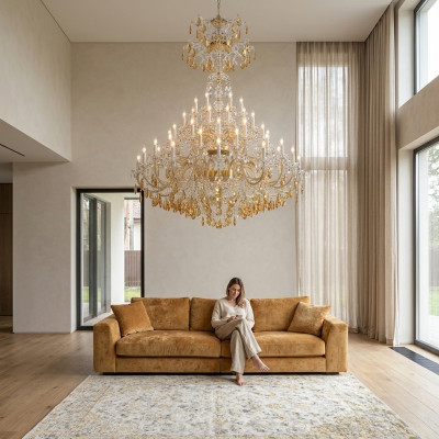 Edel kristallen kroonluchter woonkamer verlichting binnengebied luster.