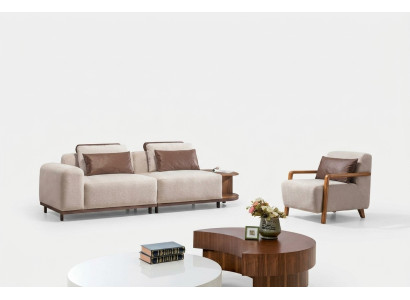 Beige woonkamer zitgroep designer bankstel 2+1 zitter luxe bankstellen