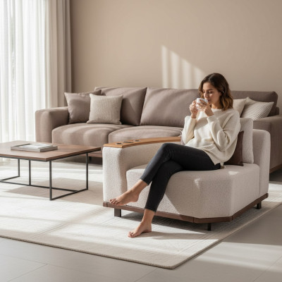 Luxe hoekbank in L-vorm met audiosysteem gestoffeerde woonkamerbanken