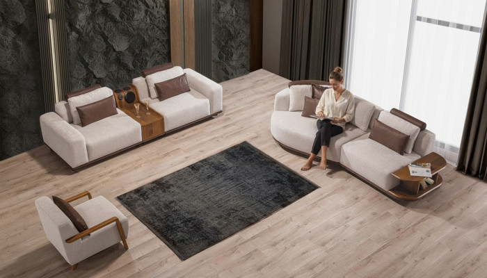Beige bankstel Moderne luxe banken 3+2 zits Kussenstoel 3-delige set