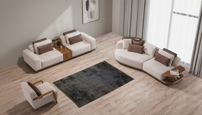 Beige bankstel Moderne luxe banken 3+2 zits Kussenstoel 3-delige set
