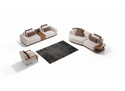 Beige bankstel Moderne luxe banken 3+2 zits Kussenstoel 3-delige set