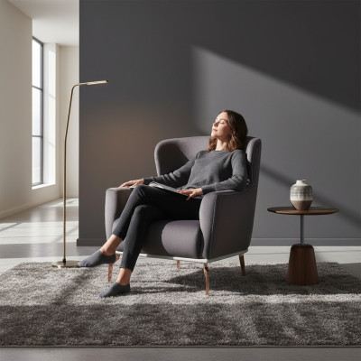 Fauteuil Modern Zwart Lounge Club Woonkamer Textiel Luxe Design