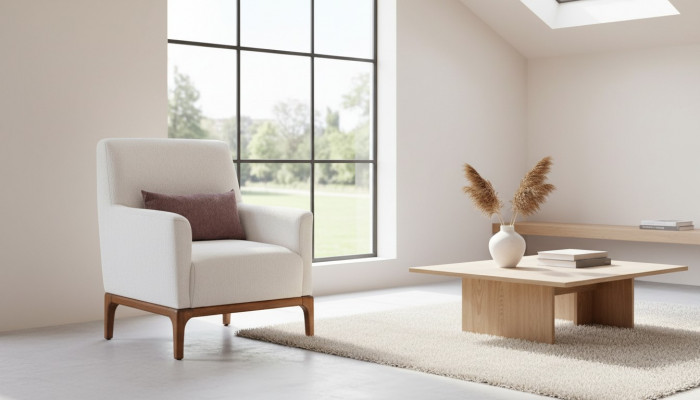 Ontwerp fauteuil 1-zits luxe ontspanning stof wit fauteuil in woonkamer club lounge.