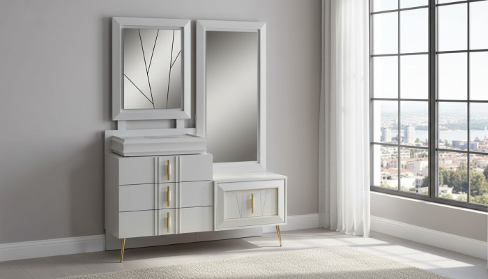 Toilettafel met spiegel luxe console exclusieve slaapkamerset 2-delig.
