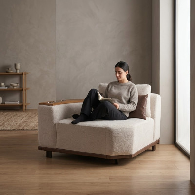Beige modulaire bank ontwerper hoekbanken woonkamer luxe gestoffeerde banken