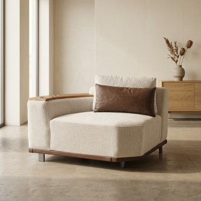 Beige modulaire bank ontwerper hoekbanken woonkamer luxe gestoffeerde banken