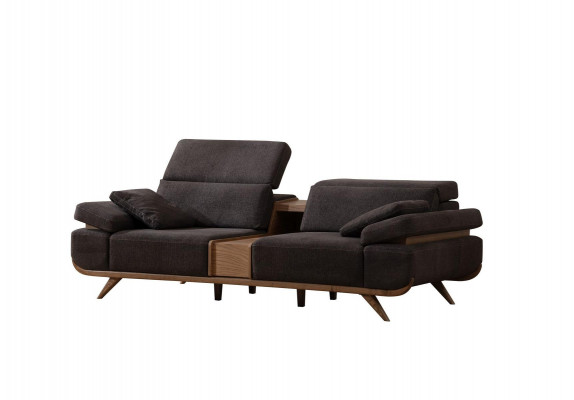Bruin-wit zitmeubilair Driepersoonsbank Luxe gestoffeerde fauteuil 2-delige set