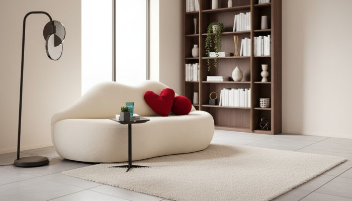 Ontwerper 3-zitsbank Wit Beige in de vorm van banken Bankenlippen stijlvol