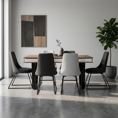 Eetkamergroep eethoek eettafel tafel 6x armstoelen stoel stoelen 7-delig