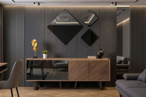 Designer eetkamerset 4-delig dressoir met 3 spiegels Moderne stijl nieuw