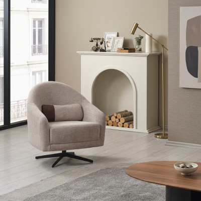 Moderne Grijze Fauteuil Lounge Club Woonkamer Stijl Bekleding Textiel Eenzitter