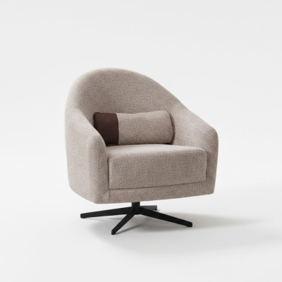 Moderne Grijze Fauteuil Lounge Club Woonkamer Stijl Bekleding Textiel Eenzitter
