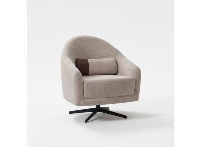 Moderne Grijze Fauteuil Lounge Club Woonkamer Stijl Bekleding Textiel Eenzitter