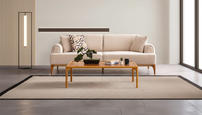 Moderne bank 3-zits woonkamer beige xxl 220cm luxe meubels banken banken