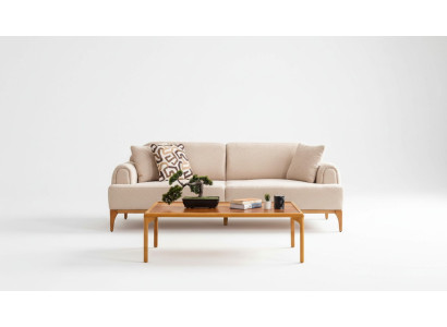 Moderne bank 3-zits woonkamer beige xxl 220cm luxe meubels banken banken