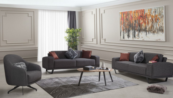 Luxe woonkamerset bestaande uit een 3-delige set in zwart ontwerp.