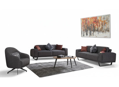 Luxe woonkamerset bestaande uit een 3-delige set in zwart ontwerp.