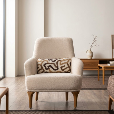 Ontwerp fauteuil beige kleur woonkamer hout stijlvol lounge club meubels