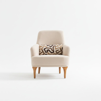 Ontwerp fauteuil beige kleur woonkamer hout stijlvol lounge club meubels