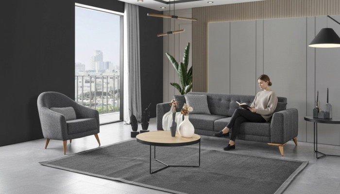 Ontwerper woonkamerset 2-delig. Driezitsbank fauteuil 3+1 bankstellen banken