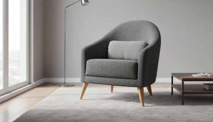 Designer zachte grijze fauteuils luxe woonkamer bekleding textiel lounge club