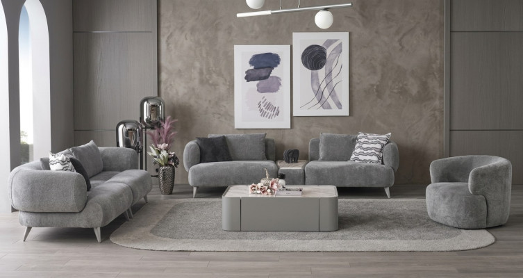 Bankstel Bankstel 3+3+1 Zitplaatsen Grijs Bank Luxe Meubels Woonkamer Banken
