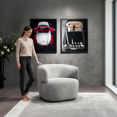 Ontwerpstoel Grijs Luxe Meubels Woonkamer Bekleding Textiel Lounge Club