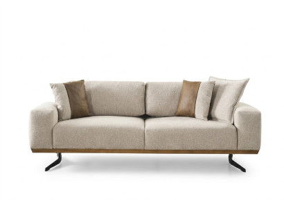 Ontwerper driezitsbank in beige kleur, luxe meubels in woonkamer 225cm.