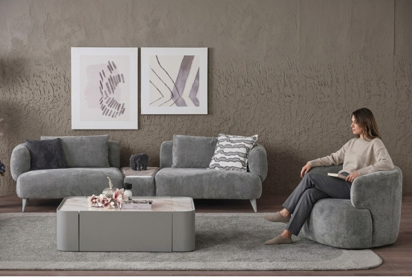 Luxe woonkamerset 2-delig. Driezitsbank Fauteuil 3+1 bankstelbanketten