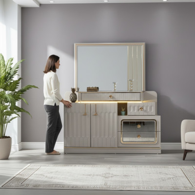 Luxe dressoir met spiegel slaapkamer meubels stijl wit dressoir meubels