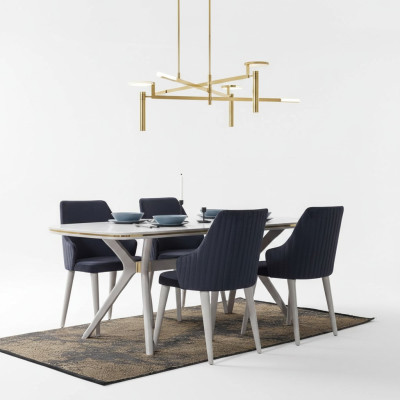 Moderne 7-delige eetkamerset, tafel 6 stoelen Moderne eetkamersetten