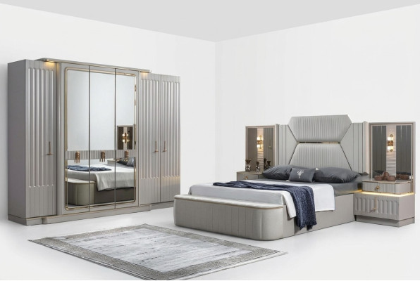 Designer meubels 4-delige slaapkamerset Bed 2x Nachtkastje Kledingkast Nieuw