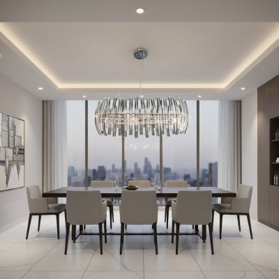 Kroonluchter Crystal voor de woonkamer in een luxueuze chromen kleur