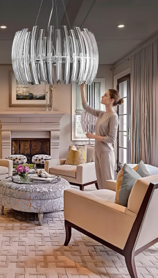 Kroonluchter hanglamp woonkamer glanzend kristal nieuw luxe