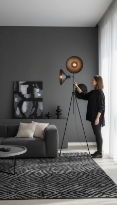 Vloerlamp woonkamer moderen nieuw 150 cm zwart luxe Binnenshuis.