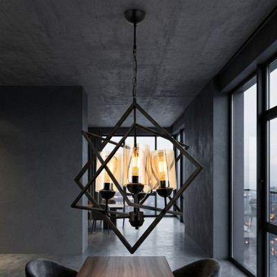 Plafondlamp hanglamp woonkamer luxe interieur zwarte kroonluchter armatuur