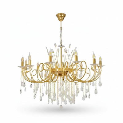 Kroonluchter lamp woonkamer goudglas luxe plafondlampen