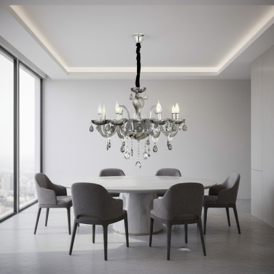 Kroonluchter Smoke Crystal in de woonkamer brengt een nieuwe chique luxe in huis.