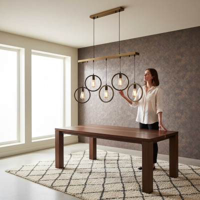 Hanglamp Zwart Elegant Plafondlamp 70x90cm Woonkamer Lamp