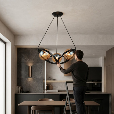 Plafondlamp Moderne zwarte design luxe woonkamerlamp verlichting