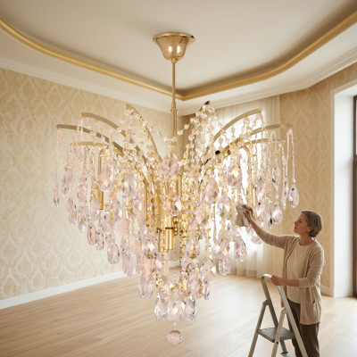 Elegante kristallen kroonluchter voor exclusieve inrichting van de woonruimteverlichting.