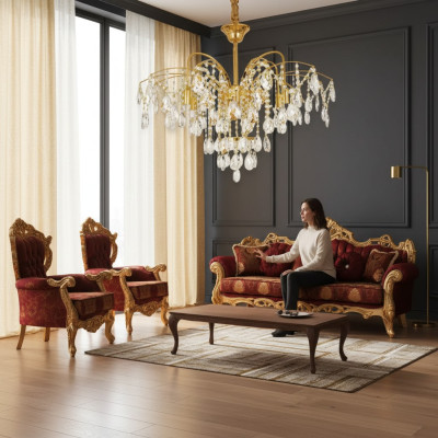 Kroonluchter Frans Goud in de woonkamer Luxe verlichting luxe lampen
