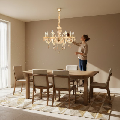 Plafondlamp woonkamer licht Opal Honey luxe interieur lampen 80x95