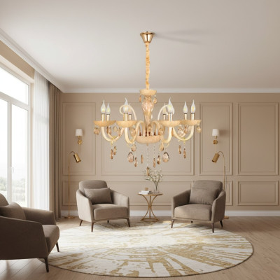 Plafondlamp woonkamer licht Opal Honey luxe interieur lampen 80x95