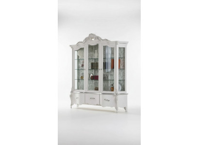 Luxe houten vitrine sideboard designkasten wit Italiaanse meubels.