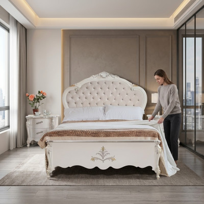 Ontwerp bed 120x200 cm Chesterfield houten bed bedden hotelkamer huwelijk.