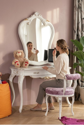 Make-uptafel set console spiegel slaapkamer meubels design 2-delig hout